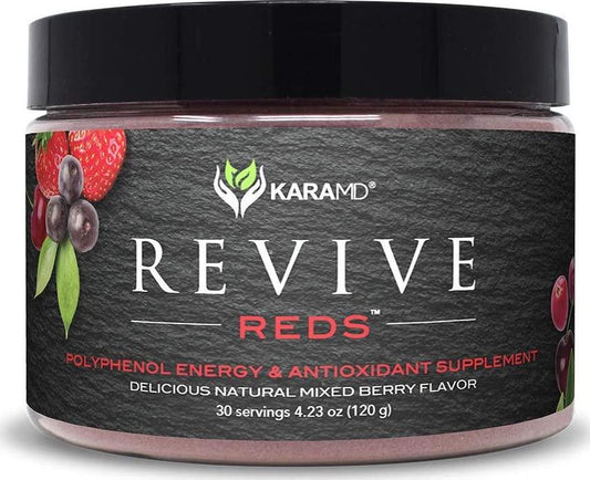 KaraMD Revive Reds | Dr Formulated Polyphenal Energy Booster Supplement | Natural and Non-GMO Superfoods Powder | Immune System Support and Complete Digestive Enzymes, 30 Concentrated Servings