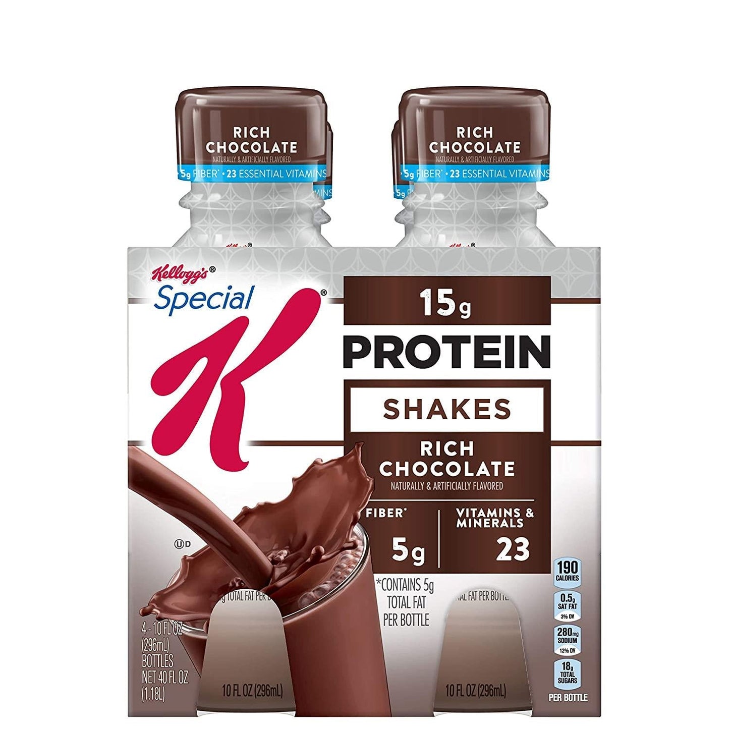 Kellogg's Special K Protein Packed Gym Box, Meal Replacement, Double Chocolate Protein Bar (20 Bars) and Rich Chocolate Protein Shakes (12 Bottles)