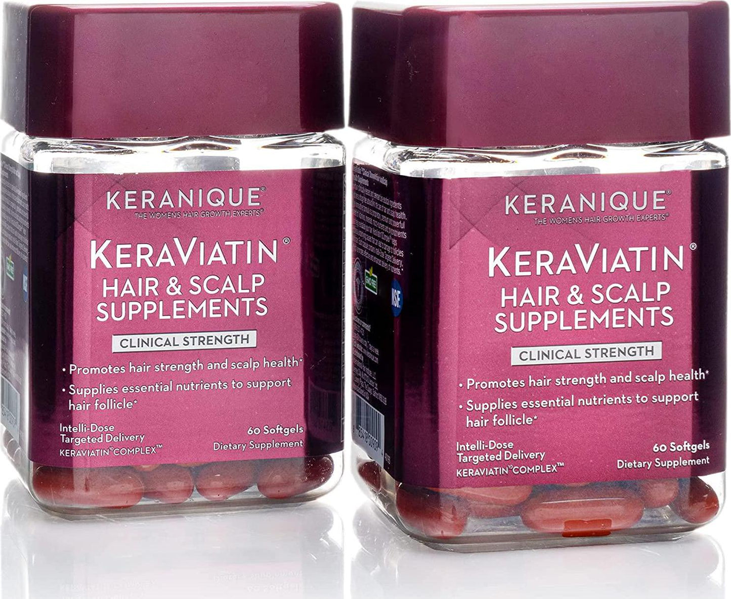 Keranique KeraViatin Hair and Scalp Health Supplement, Clinical Strength, Biotin, Vitamin B, 60 Count Jar (Pack of 2)