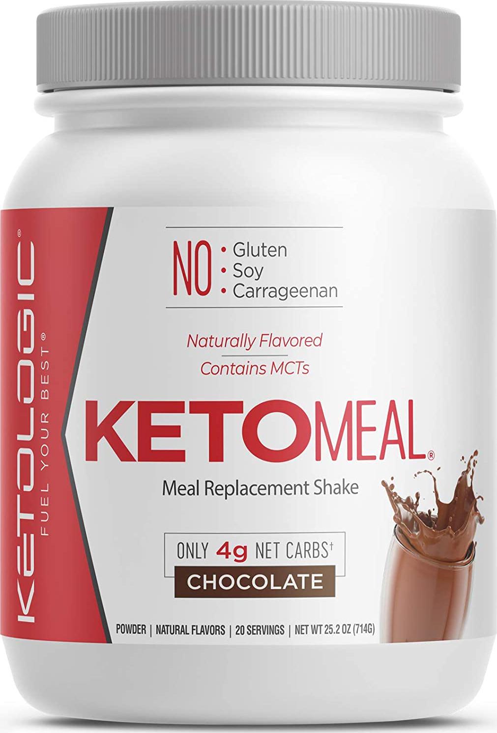 KetoLogic Keto Meal Replacement Shake Powder For Optimal Results + MCT Oil + Grass-Fed Whey - Perfectly Formulated Macros for Ketosis - 20 Servings - Chocolate