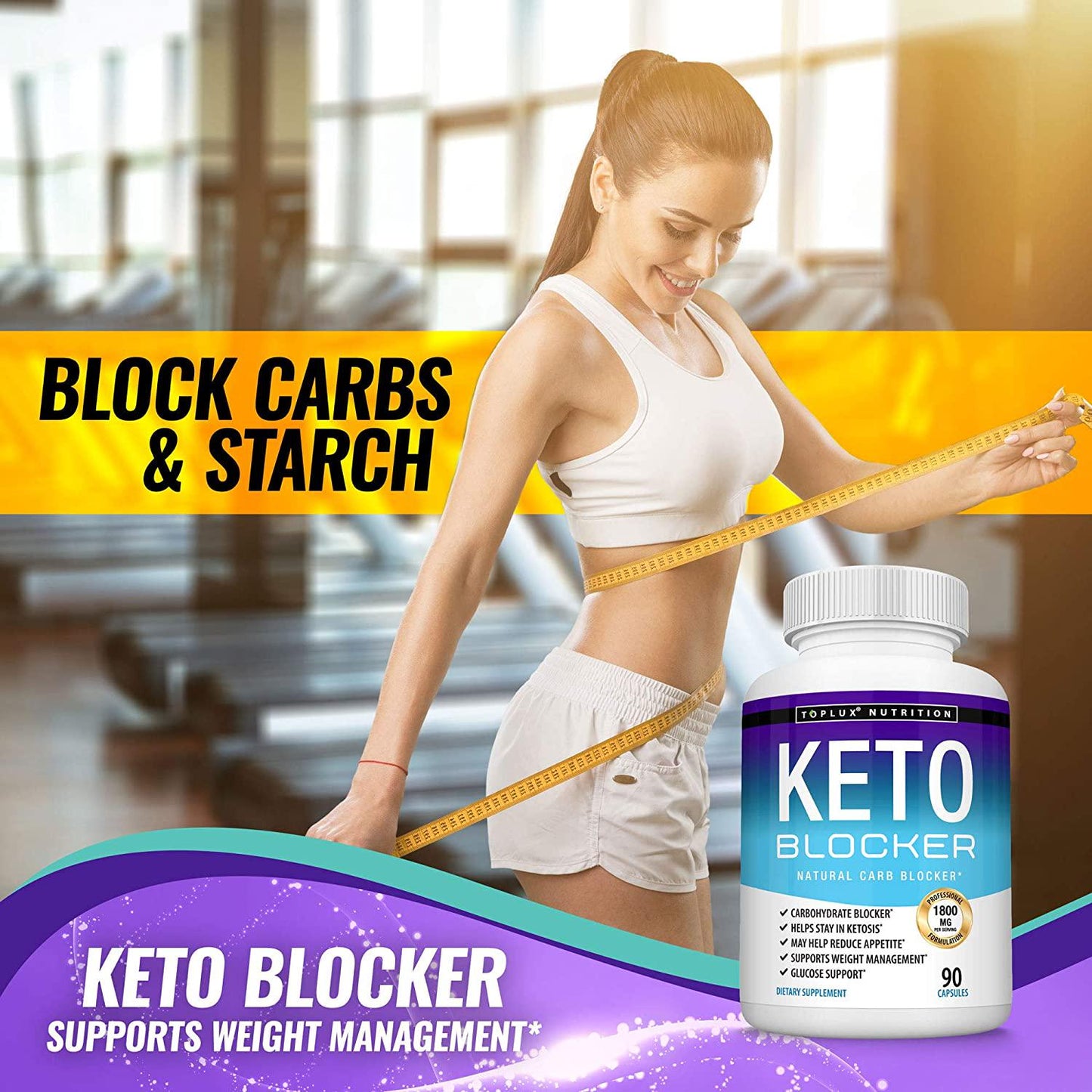 Keto Blocker Pills White Kidney Bean Extract - 1800 mg Natural Ketosis, Support Keto Diet, for Men Women, 90 Capsules, Toplux Supplement