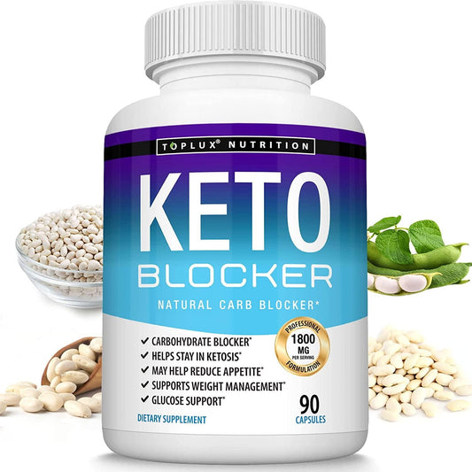 Keto Blocker Pills White Kidney Bean Extract - 1800 mg Natural Ketosis, Support Keto Diet, for Men Women, 90 Capsules, Toplux Supplement