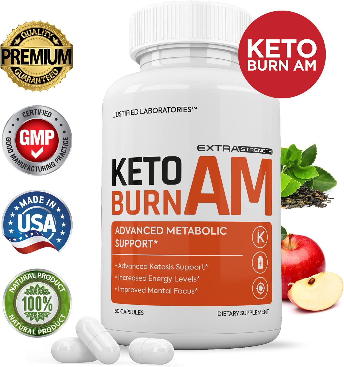 Keto Burn AM Pills Includes Apple Cider Vinegar goBHB Exogenous Ketones Advanced Ketogenic Supplement Ketosis Support for Men Women 60 Capsules