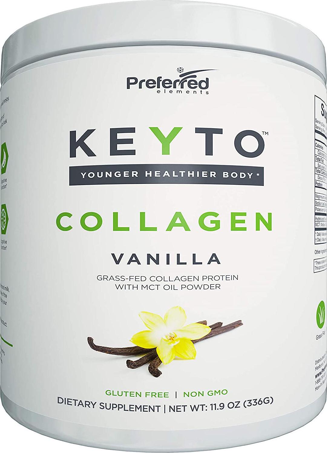 Keto Collagen Protein Powder with MCT Oil Keto and Paleo Friendly Grass Fed and Pasture Raised Hydrolyzed Collagen Peptides Fits Low Carb Diet and Keto Snacks Keyto Vanilla Flavor