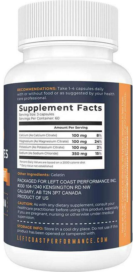 Keto Electrolyte Supplement, 180 Capsules. Electrolyte Pills for Ketogenic Diet. Magnesium, Potassium, Sodium, Calcium. Electrolytes Keto Tablets for Hydration Support* by Left Coast Performance