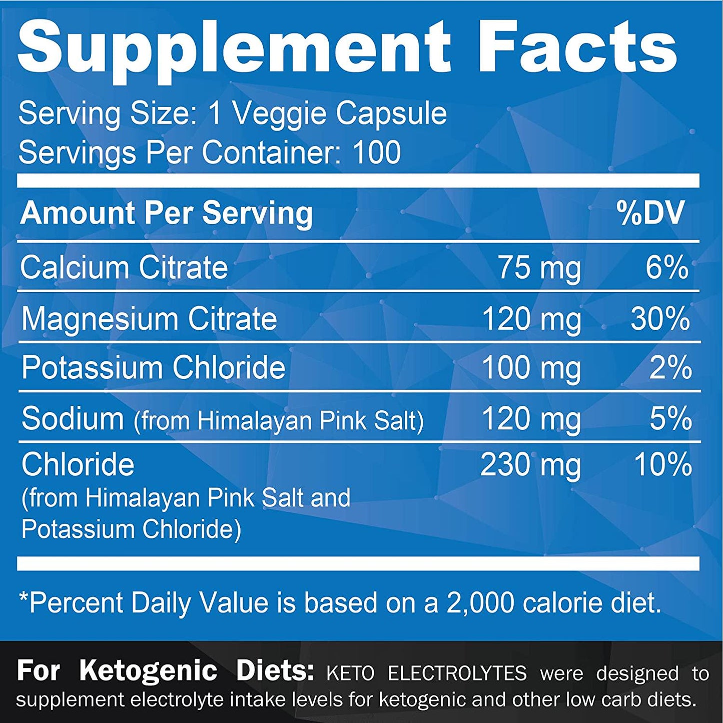 Keto Electrolytes - Keto Friendly Electrolyte Salt Tablets Supplement - 100 Electrolyte Pills