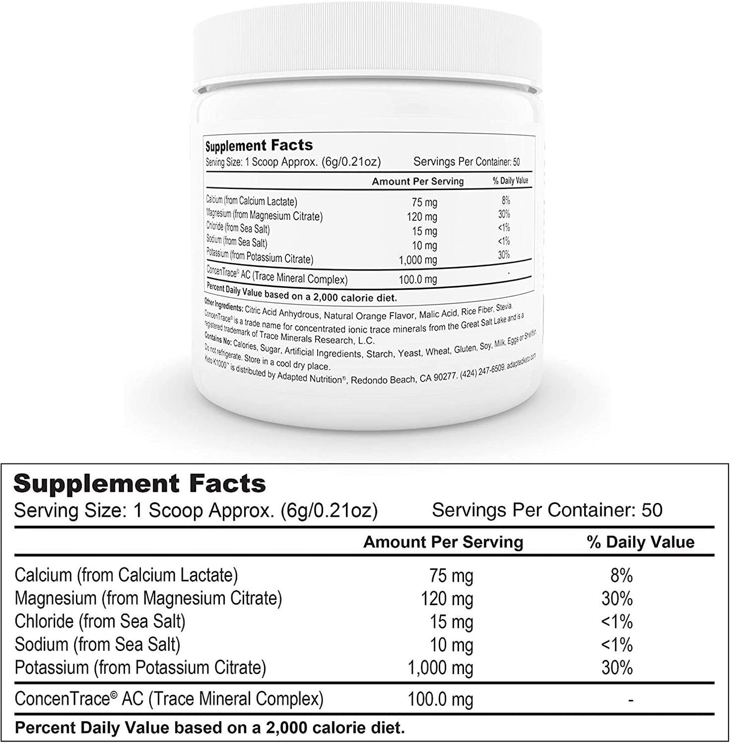 Keto K1000 Electrolyte Powder | Boost Energy and Beat Leg Cramps | No Maltodextrin or Sugar | Orange, Lighter Stevia Taste | 50 Servings