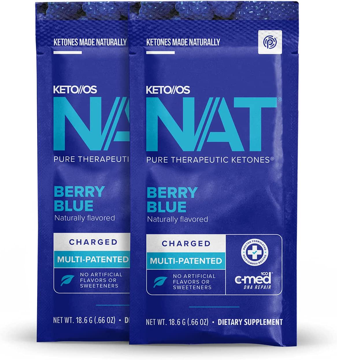 Keto//OS NATÂ Berry Blue Keto Supplements Charged - Exogenous Ketones - BHB Salts Ketogenic Supplement for Workout Energy Boost for Men and Women (20 Count)