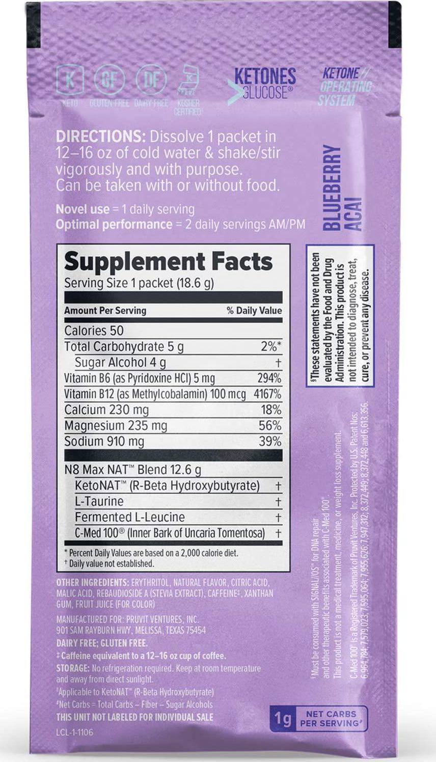 Keto//OS NATÂ Blueberry Acai Keto Supplements Charged - Exogenous Ketones - BHB Salts Ketogenic Supplement for Workout Energy Boost for Men and Women (20 Count)