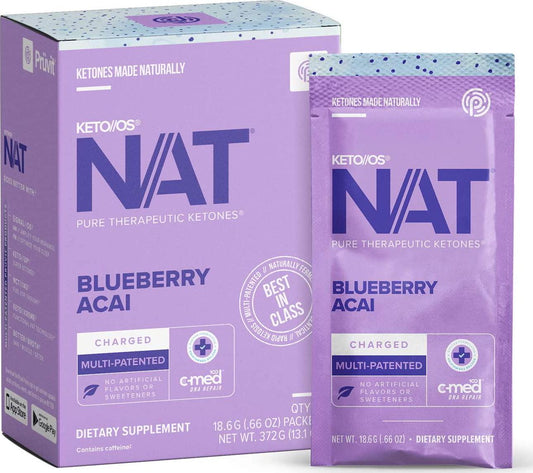 Keto//OS NATÂ Blueberry Acai Keto Supplements Charged - Exogenous Ketones - BHB Salts Ketogenic Supplement for Workout Energy Boost for Men and Women (20 Count)