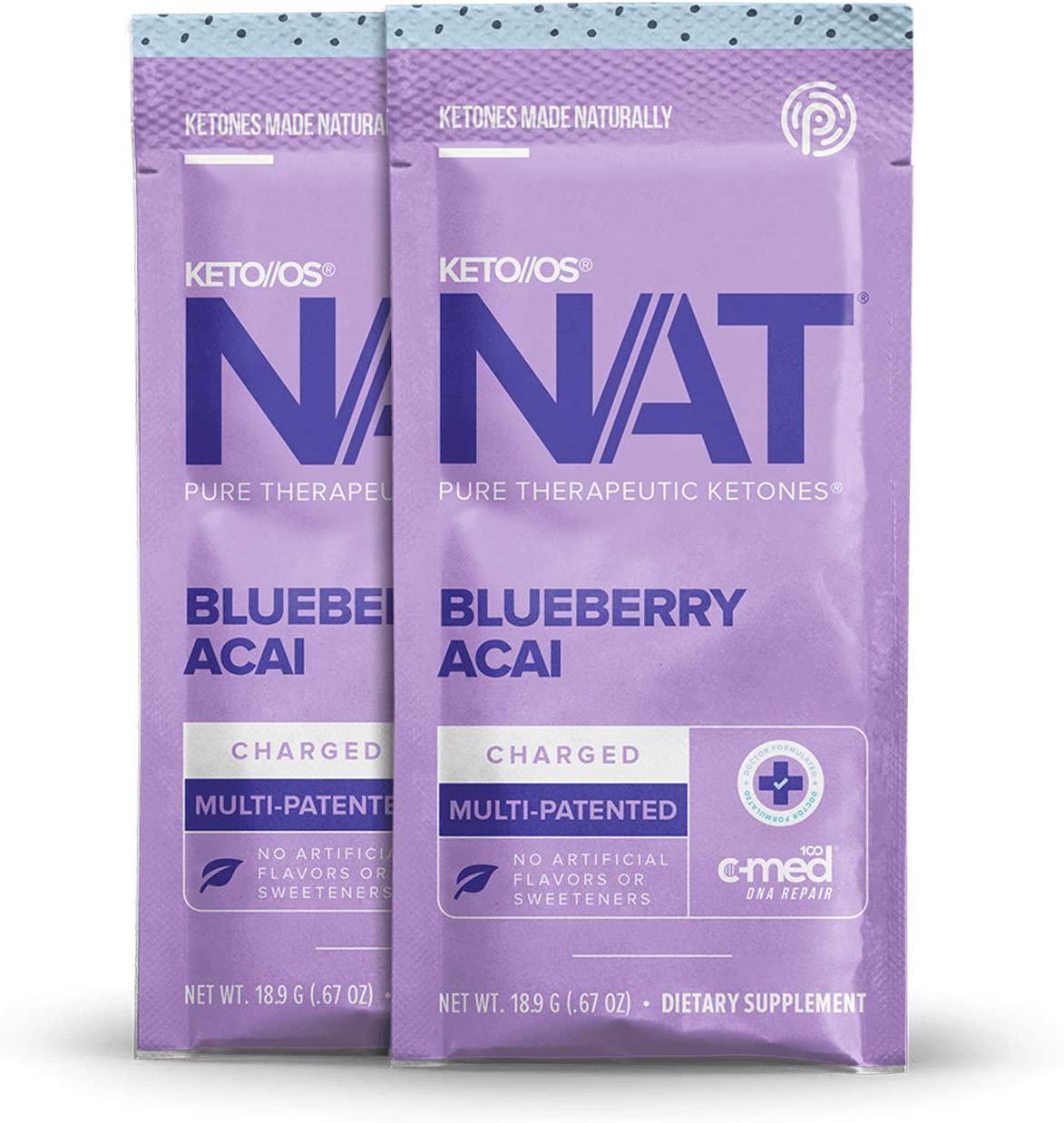 Keto//OS NATÂ Blueberry Acai Keto Supplements Charged - Exogenous Ketones - BHB Salts Ketogenic Supplement for Workout Energy Boost for Men and Women (20 Count)