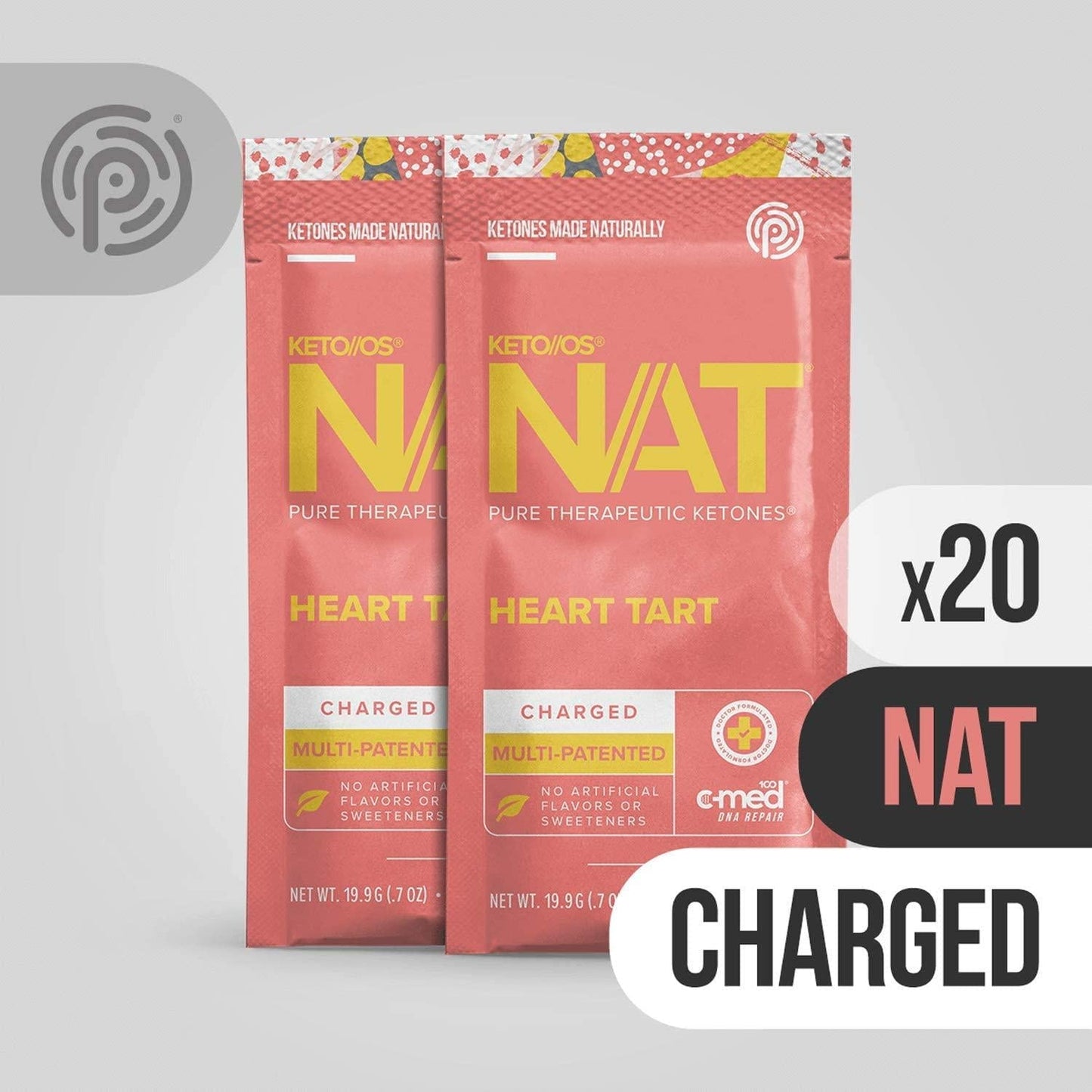 Keto//OS NAT Heart Tart Keto Supplements Charged - Exogenous Ketones - BHB Salts Ketogenic Supplement for Workout Energy Boost for Men and Women (20 Count)