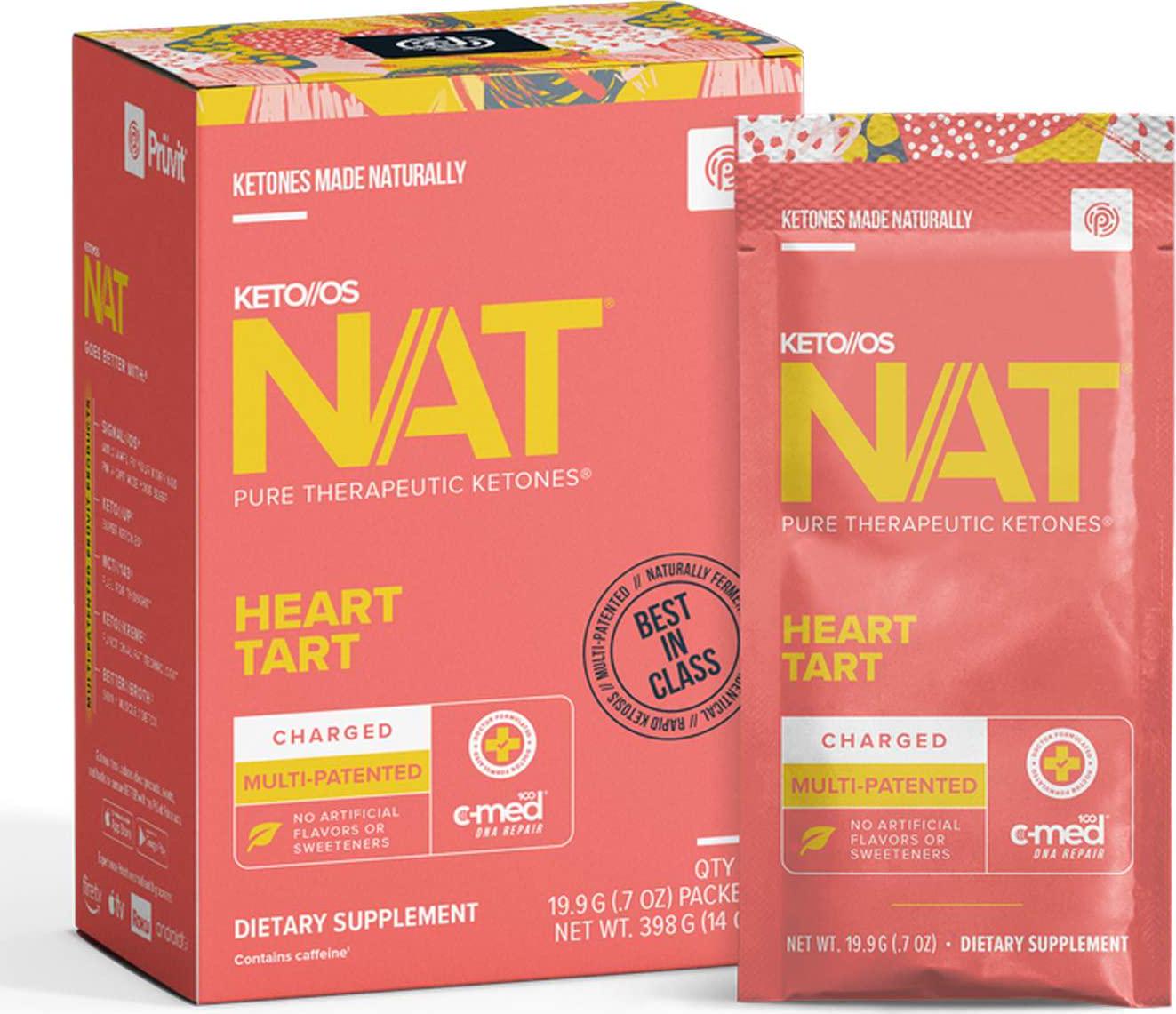 Keto//OS NAT Heart Tart Keto Supplements Charged - Exogenous Ketones - BHB Salts Ketogenic Supplement for Workout Energy Boost for Men and Women (20 Count)