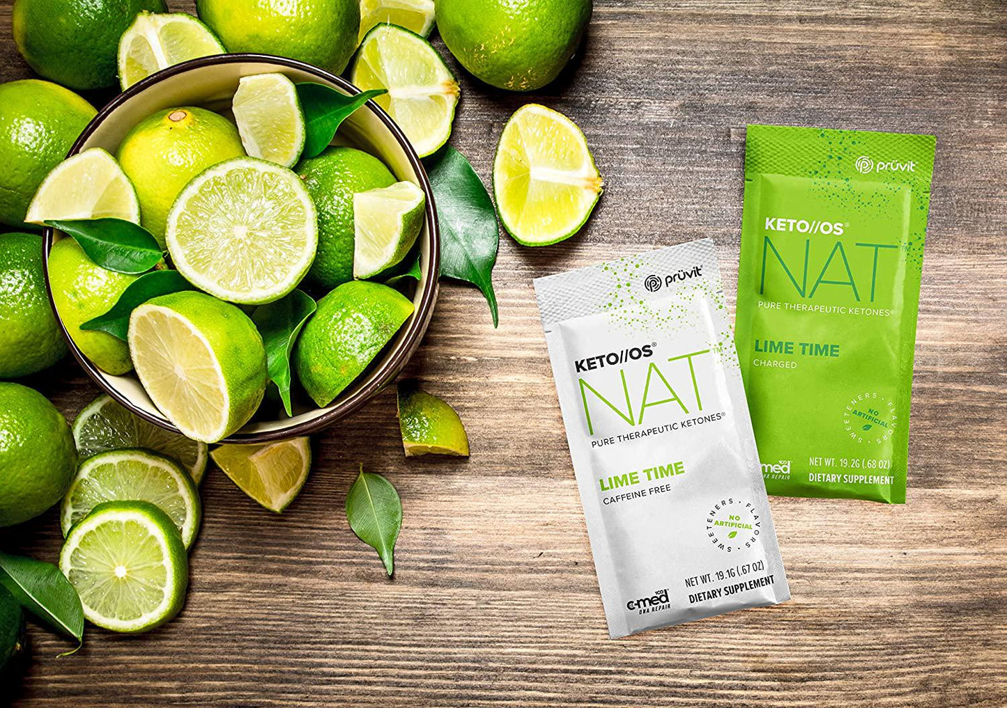 Keto//OS NAT Lime Time Keto Supplements Charged - Exogenous Ketones - BHB Salts Ketogenic Supplement for Workout Energy Boost for Men and Women (20 Count)