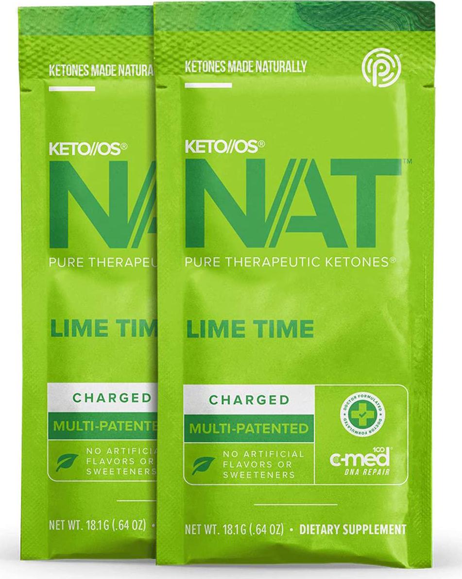 Keto//OS NAT Lime Time Keto Supplements Charged - Exogenous Ketones - BHB Salts Ketogenic Supplement for Workout Energy Boost for Men and Women (20 Count)