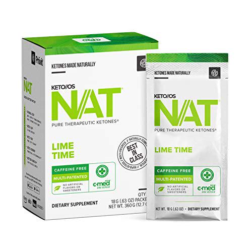 Keto//OS NAT Lime Time Keto Supplements Caffeine Free - Exogenous Ketones - BHB Salts Ketogenic Supplement for Workout Energy Boost for Men and Women (20 Count)