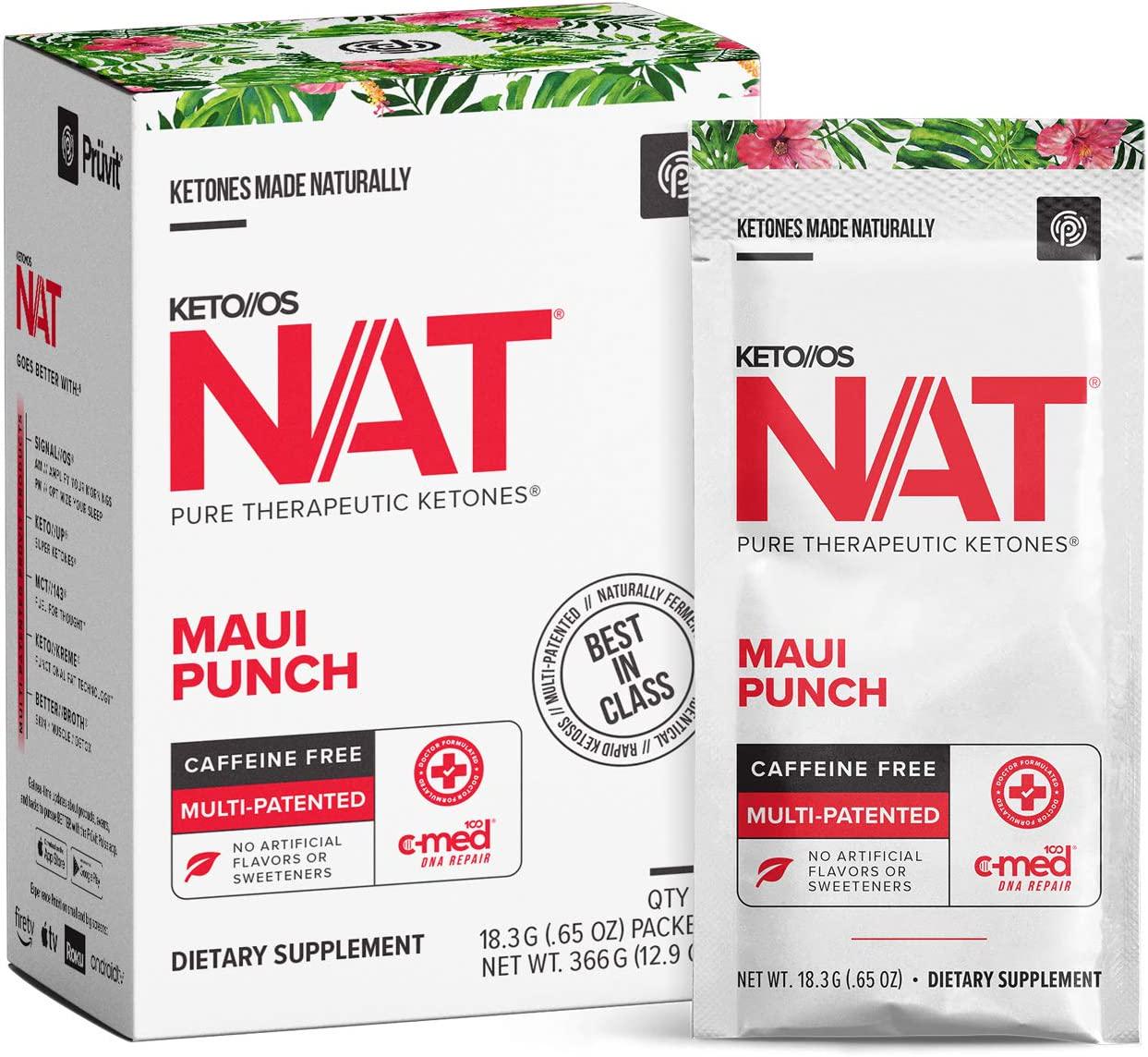Keto//OS NAT Maui Punch Keto Supplements Caffeine Free - Exogenous Ketones - BHB Salts Ketogenic Supplement for Workout Energy Boost for Men and Women (20 Count)