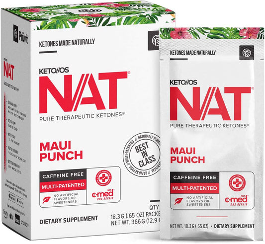 Keto//OS NAT Maui Punch Keto Supplements Caffeine Free - Exogenous Ketones - BHB Salts Ketogenic Supplement for Workout Energy Boost for Men and Women (20 Count)