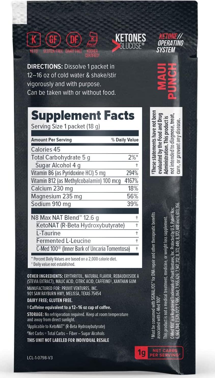 Keto//OS NATÂ Maui Punch Keto Supplements Charged - Exogenous Ketones - BHB Salts Ketogenic Supplement for Workout Energy Boost for Men and Women (20 Count)