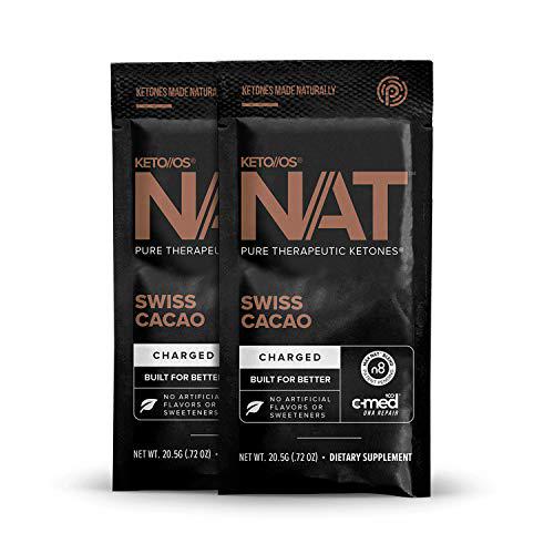 Keto//OS NAT Swiss Cacao Keto Supplements Charged - Exogenous Ketones - BHB Salts Ketogenic Supplement for Workout Energy Boost - Fat Burner Supplements for Men and Women (20 Count)