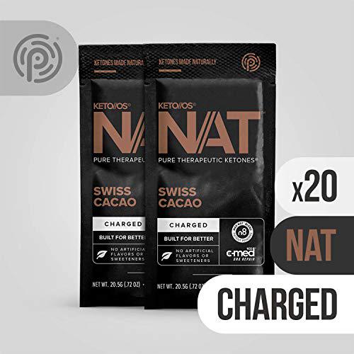 Keto//OS NAT Swiss Cacao Keto Supplements Charged - Exogenous Ketones - BHB Salts Ketogenic Supplement for Workout Energy Boost - Fat Burner Supplements for Men and Women (20 Count)