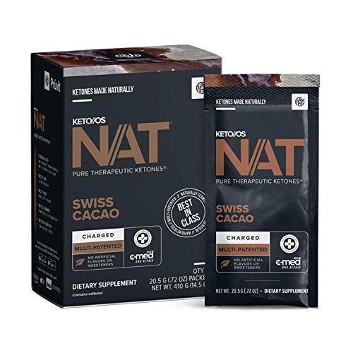 Keto//OS NAT Swiss Cacao Keto Supplements Charged - Exogenous Ketones - BHB Salts Ketogenic Supplement for Workout Energy Boost - Fat Burner Supplements for Men and Women (20 Count)