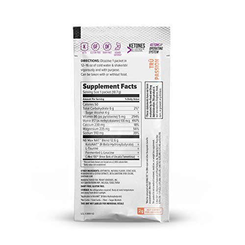 Keto//OS NAT Tru Passion Keto Supplements Caffeine Free - Exogenous Ketones - BHB Salts Ketogenic Supplement for Workout Energy Boost for Men and Women (20 Count)
