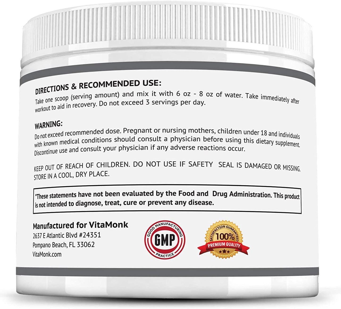 Keto Post Workout Recovery Drink by VitaMonk - After Workout Recovery Drink Optimal No-Carb Keto Post Workout for Men and Women - Faster Recovery -No Additives or Sugar - Non-GMO