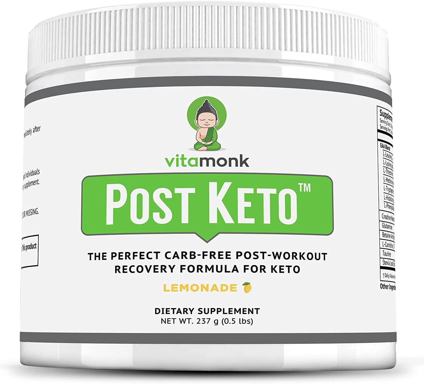 Keto Post Workout Recovery Drink by VitaMonk - After Workout Recovery Drink Optimal No-Carb Keto Post Workout for Men and Women - Faster Recovery -No Additives or Sugar - Non-GMO