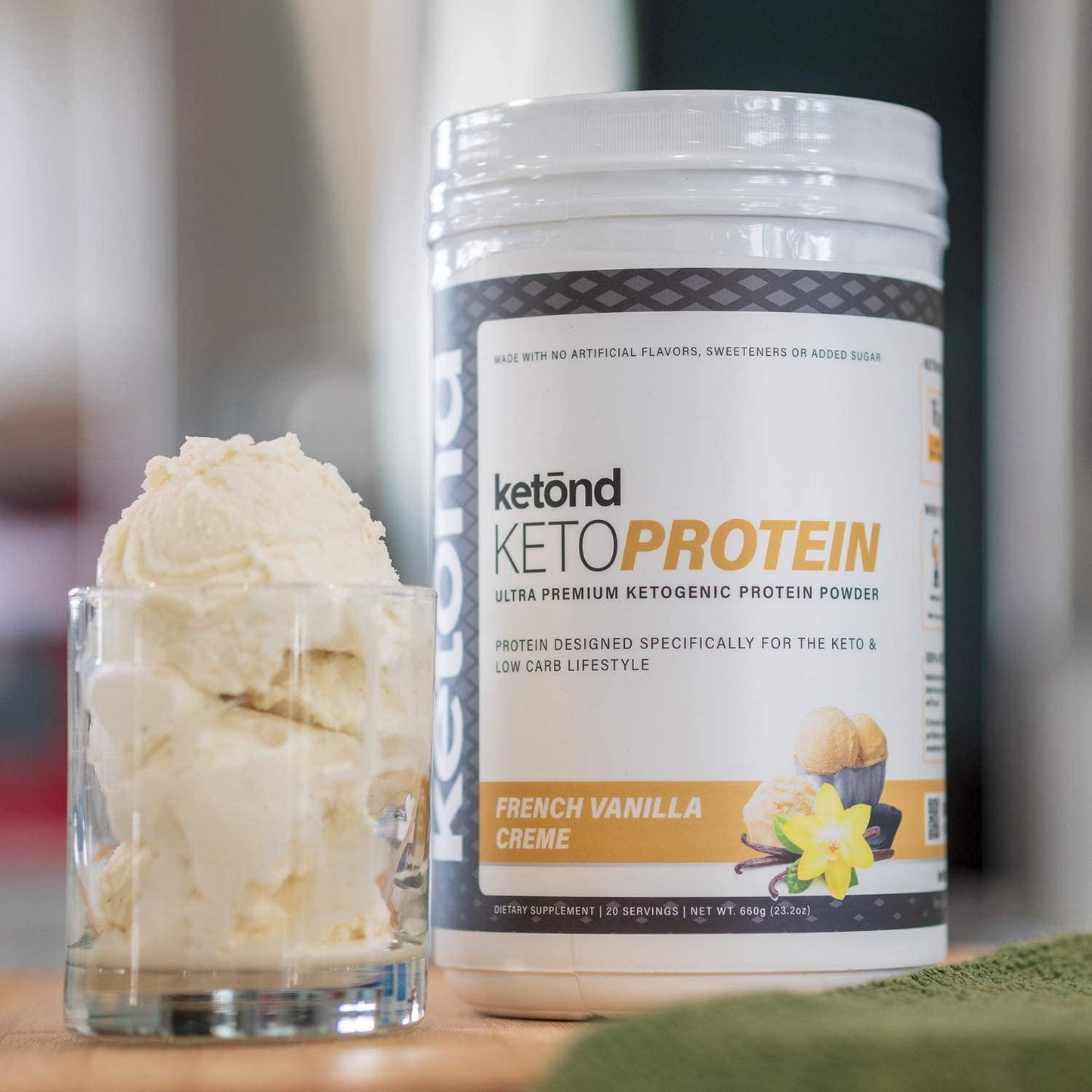 Keto Protein Powder (French Vanilla ) - Low Carb, High Fat Keto Protein Powder Shake Mix Made with All Natural Ingredients (20 Servings)