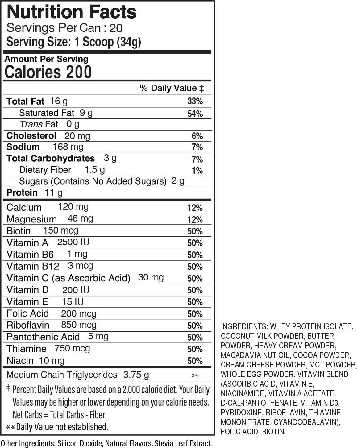 Keto Protein Powder (French Vanilla ) - Low Carb, High Fat Keto Protein Powder Shake Mix Made with All Natural Ingredients (20 Servings)