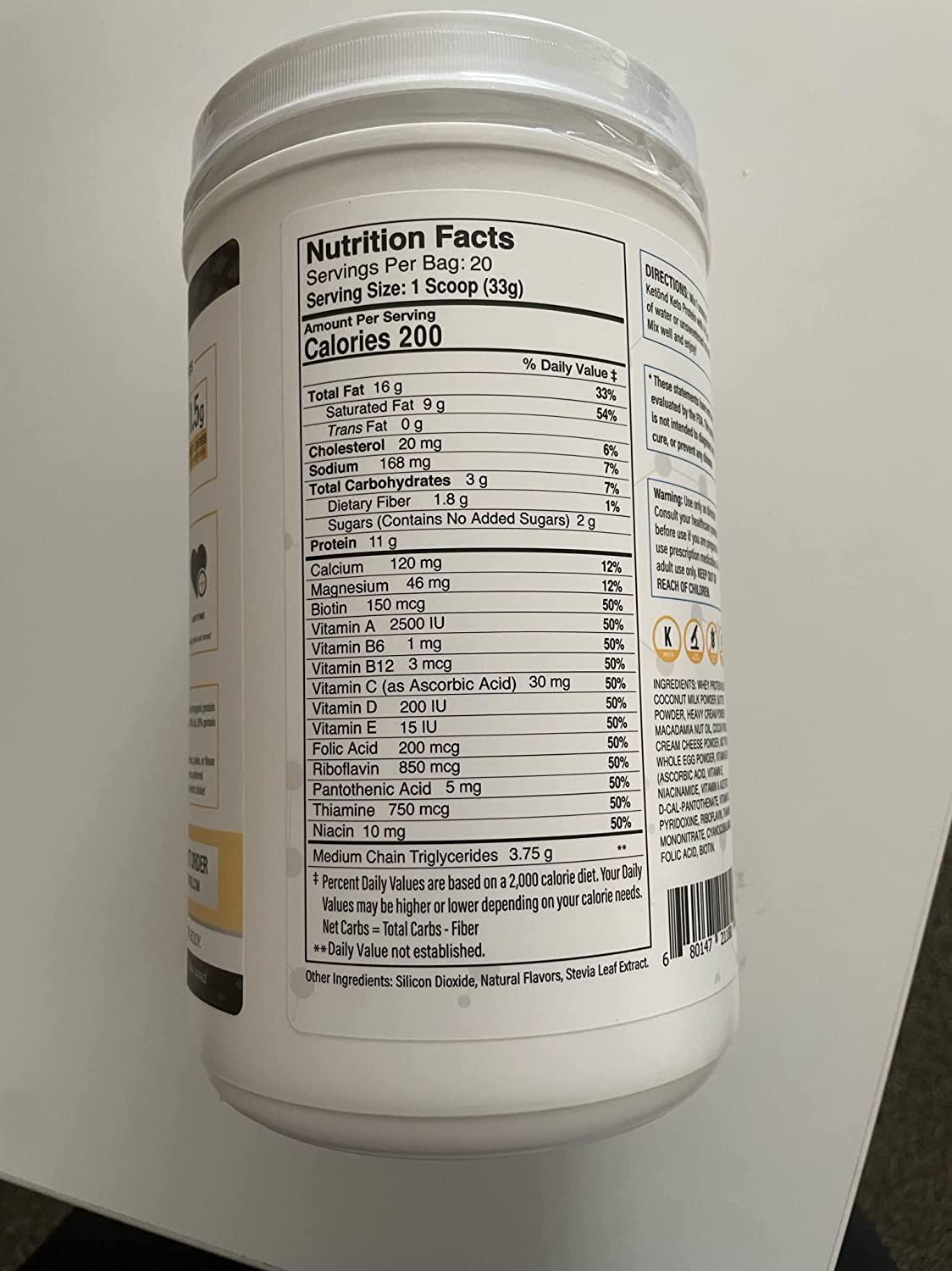 Keto Protein Powder (French Vanilla ) - Low Carb, High Fat Keto Protein Powder Shake Mix Made with All Natural Ingredients (20 Servings)