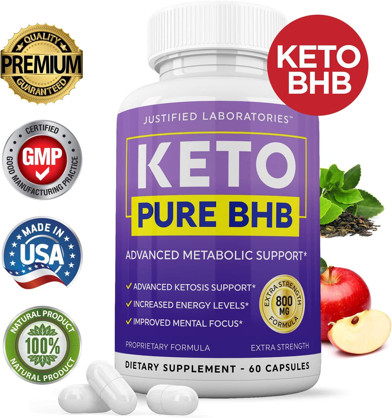Keto Pure BHB Pills Advanced BHB Ketogenic Supplement Real Exogenous Ketones Ketosis for Men Women 60 Capsules 3 Bottles