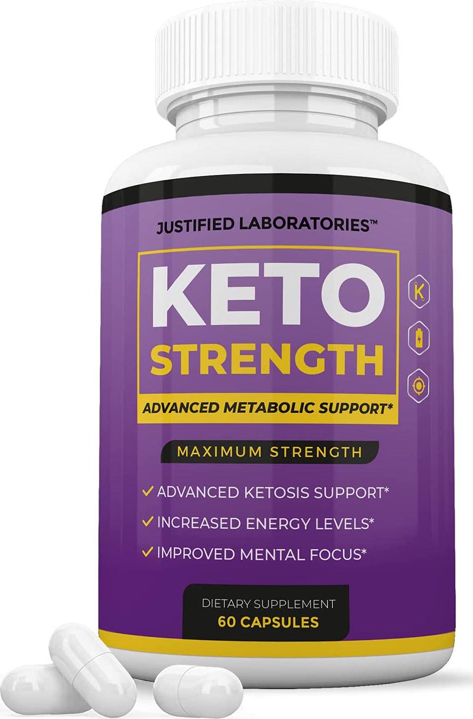 Keto Strength Pills Includes Apple Cider Vinegar goBHB Strong Exogenous Ketones Advanced Ketogenic Supplement Ketosis Support for Men Women 60 Capsules