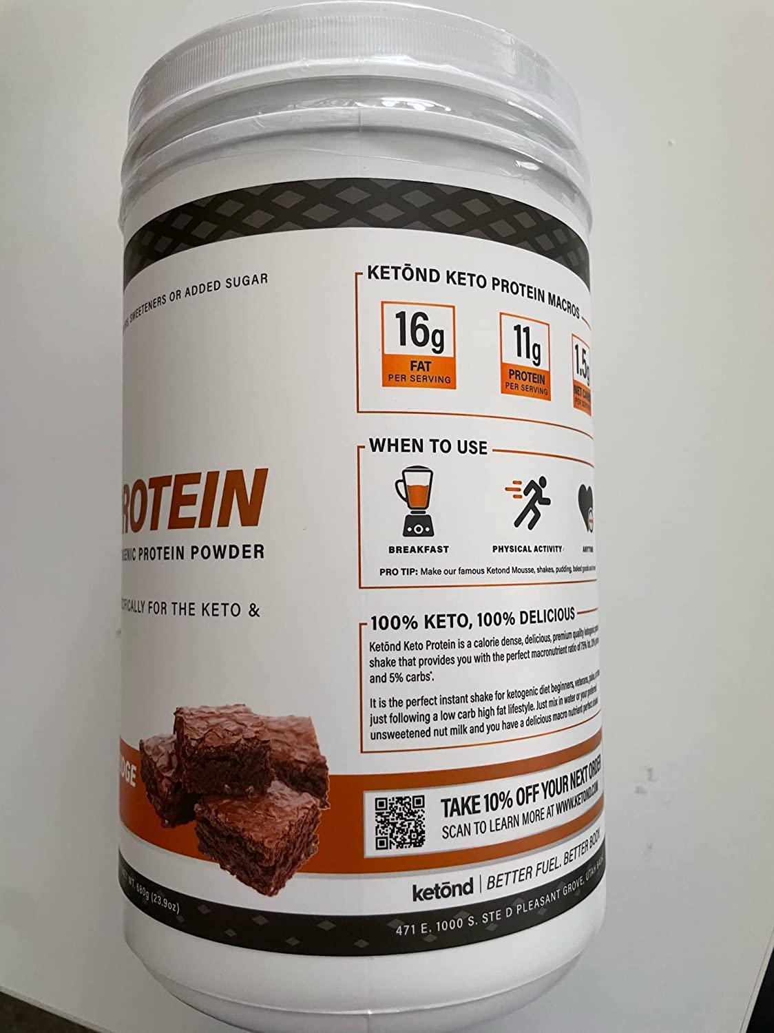 Ketond Ketogenic Protein Powder High-Performance Keto Weight Loss Supplement - Boost Ketone Levels with MCT Chocolate Fudge Brownie (20 Servings)