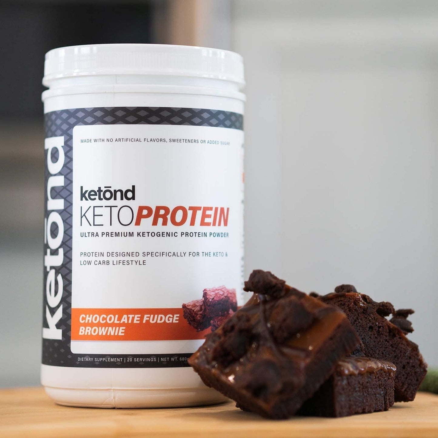 Ketond Ketogenic Protein Powder High-Performance Keto Weight Loss Supplement - Boost Ketone Levels with MCT Chocolate Fudge Brownie (20 Servings)