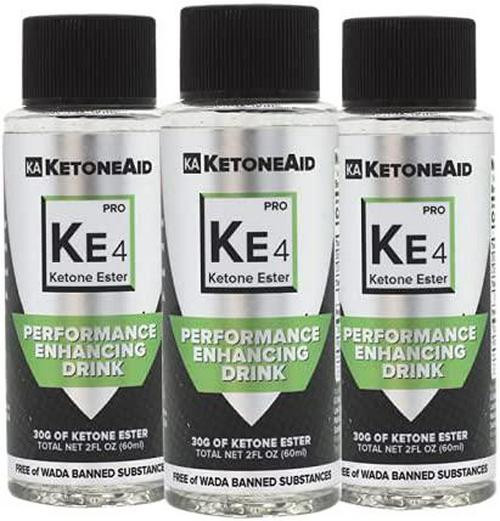 KetoneAid KE4 Pro Ketone Ester Drink | Not a Ketone Salt, No Sugar, No Caffeine | Exogenous D-BHB Ester | 12 Serving Per Bottle (3 Count)