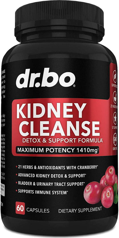 Kidney Cleanse Detox Support Supplement - Natural Cranberry, Juniper Berries, Buchu and Uva Ursi Extract to Help Repair Kidneys, Bladder Control and Urinary Tract Health - Herbal Renal Blend Formula Pills