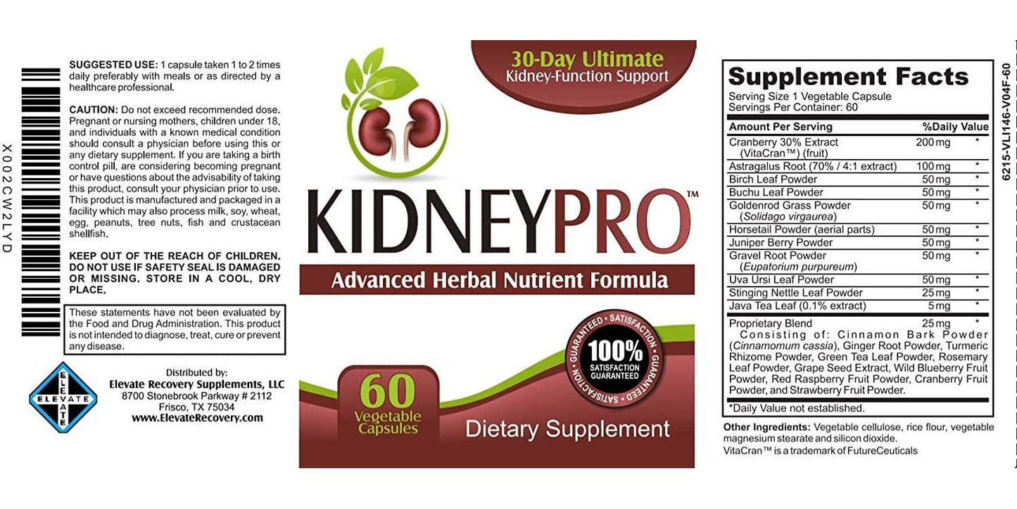 Kidney-Pro: with 21 Kidney Support Supplements - 60 Capsules - Kidney Health Supplement