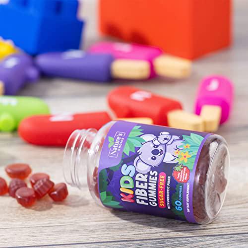 Kids Fiber Gummies Gentle Sugar Free Digestive Health Gummy - Natural Dietary Fiber Supplement for Regularity Support - Tasty Ripe Raspberry Flavor - 60 Gummies