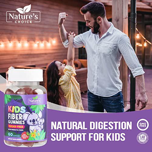 Kids Fiber Gummies Gentle Sugar Free Digestive Health Gummy - Natural Dietary Fiber Supplement for Regularity Support - Tasty Ripe Raspberry Flavor - 60 Gummies