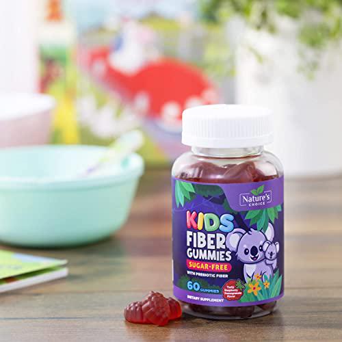 Kids Fiber Gummies Gentle Sugar Free Digestive Health Gummy - Natural Dietary Fiber Supplement for Regularity Support - Tasty Ripe Raspberry Flavor - 60 Gummies