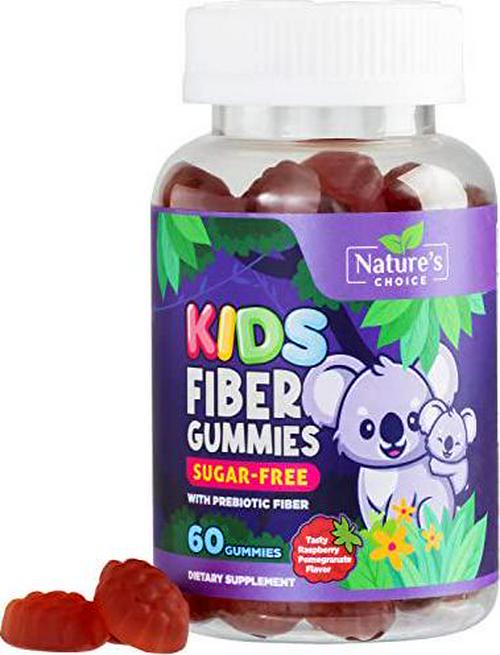 Kids Fiber Gummies Gentle Sugar Free Digestive Health Gummy - Natural Dietary Fiber Supplement for Regularity Support - Tasty Ripe Raspberry Flavor - 60 Gummies
