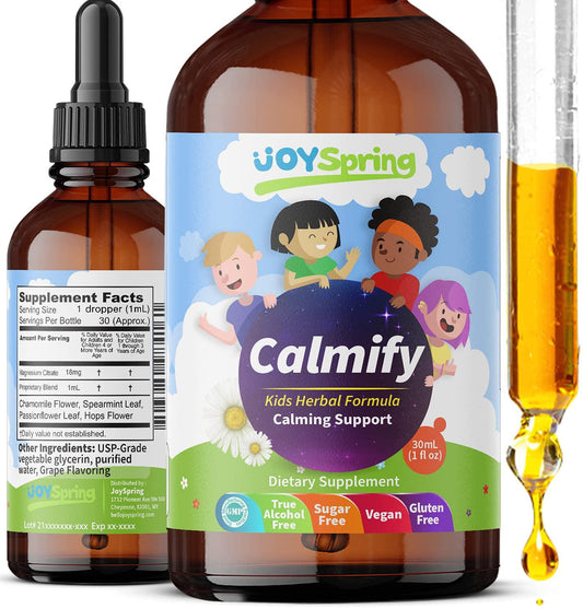 Kids Magnesium Supplement - Calming Drops for Kids Anxiety Relief - Perfect Stress, Anxiety, Calming aid for Kids - Sugar and GMO Free Natural Ingredients - Grape Flavored Kids Anxiety Supplements