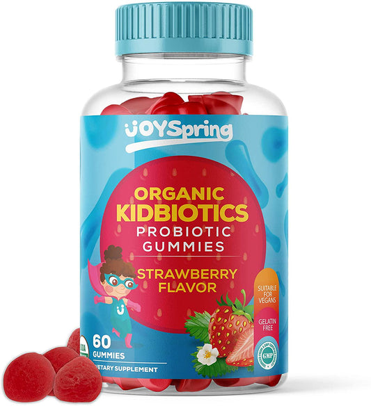 Kids Probiotic Gummies - Daily Chewable Probiotics for Children - Great for Digestion and Immune Support Kids - GMO Free Certified Organic Ingredients - Delicious Strawberry Flavored Kids Probiotic