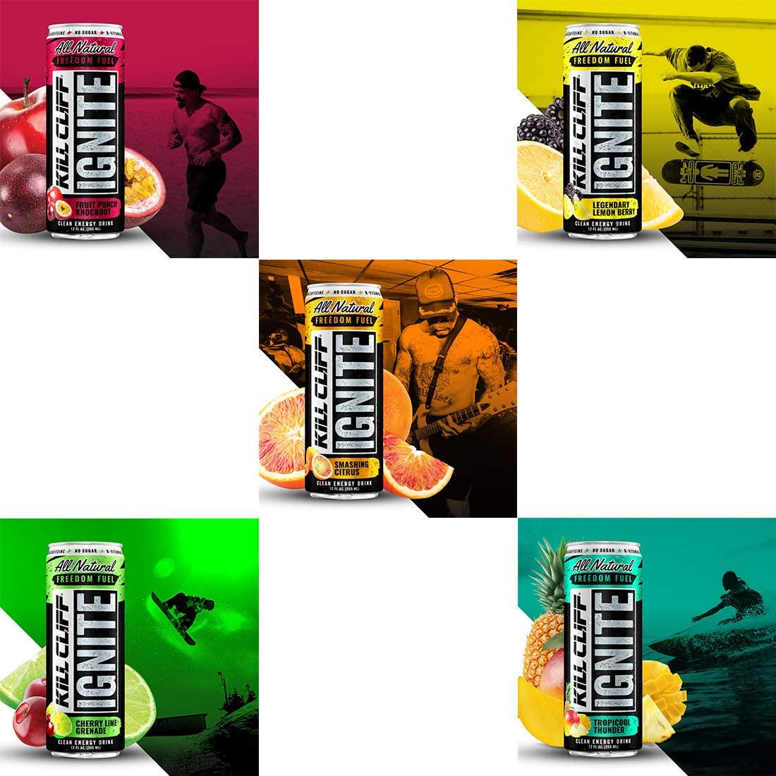 Kill Cliff Ignite Variety Pack #2 - Clean Energy Drink Natural Caffeine from Green Tea, Electrolytes, No Sugar, Nothing Artificial, KETO Friendly - 24 Cans
