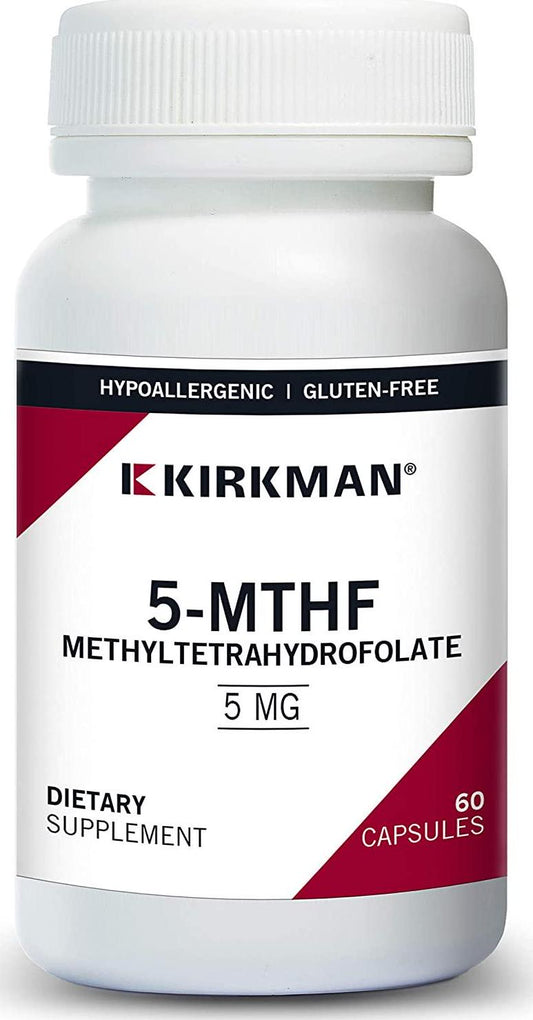 Kirkman 5-MTHF ([6S]-5-Methyltetrahydrofolate) 5 mg - Hypoallergenic | 60 Vegetarian Capsules