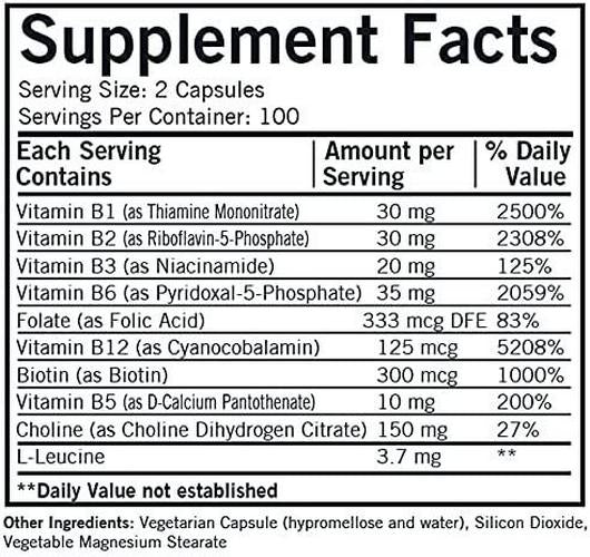 Kirkman B-Complex with CoEnzymes Pro-Support - Hypoallergenic | 200 vegetarian capsules | Gluten and Casein Free