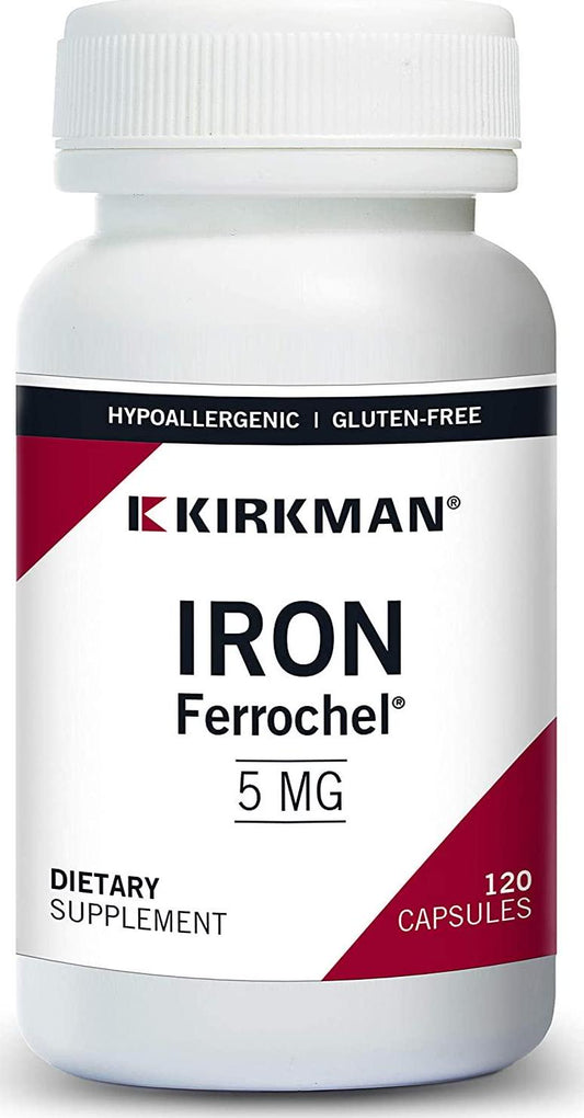 Kirkman Iron 5 Mg Bio-Max Series Hypoallergenic || 120 Vegetarian Capsules || Minerals || Gluten and Casein Free || Aids in The Production of Hemoglobin || Capsules are Plant Based 1