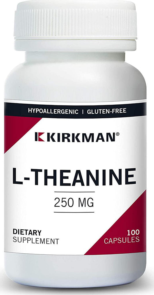 Kirkman L-Theanine 250 mg - Hypoallergenic | 100 Vegetarian Capsules | Gluten Free | Casein Free | Amino Acid